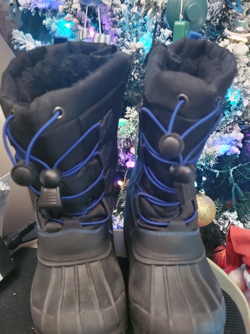 BLACK BLUE WINTER WARM BOYS BOOTS